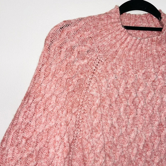 a new day Pink Cable Knit Mock Neck Oversized Tunic Sweater Small Women’s - Picture 3 of 11